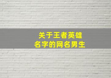 关于王者英雄名字的网名男生