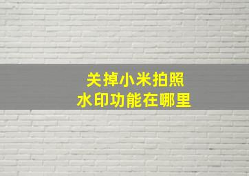 关掉小米拍照水印功能在哪里