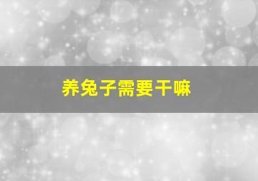 养兔子需要干嘛