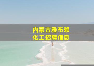 内蒙古雅布赖化工招聘信息