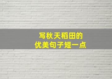 写秋天稻田的优美句子短一点