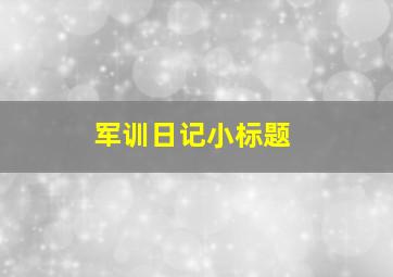 军训日记小标题