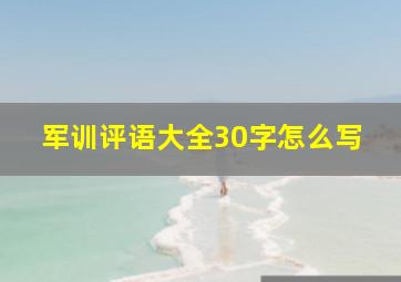 军训评语大全30字怎么写