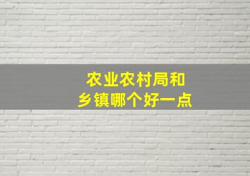 农业农村局和乡镇哪个好一点