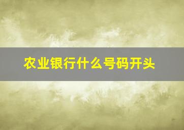 农业银行什么号码开头