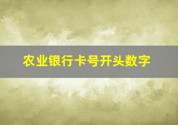 农业银行卡号开头数字