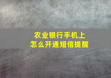 农业银行手机上怎么开通短信提醒