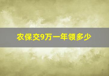 农保交9万一年领多少