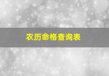 农历命格查询表