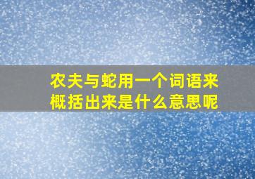 农夫与蛇用一个词语来概括出来是什么意思呢