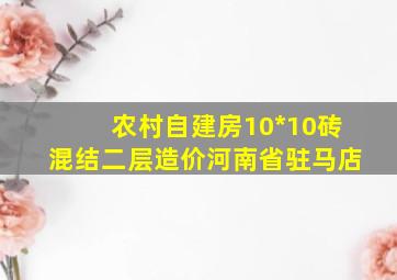 农村自建房10*10砖混结二层造价河南省驻马店