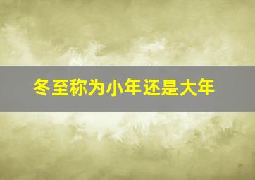 冬至称为小年还是大年