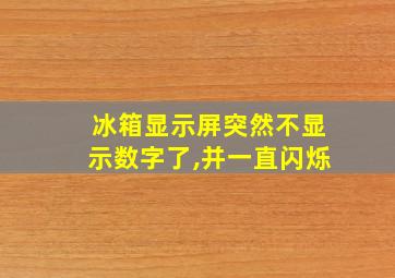 冰箱显示屏突然不显示数字了,并一直闪烁