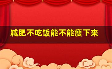 减肥不吃饭能不能瘦下来