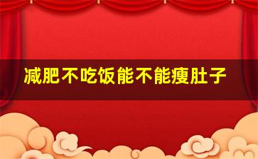 减肥不吃饭能不能瘦肚子