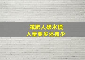 减肥人碳水摄入量要多还是少