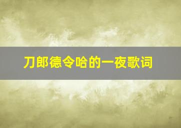 刀郎德令哈的一夜歌词