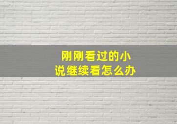 刚刚看过的小说继续看怎么办