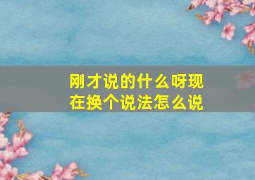 刚才说的什么呀现在换个说法怎么说