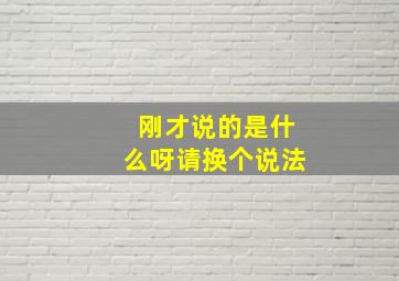 刚才说的是什么呀请换个说法