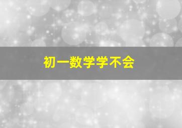 初一数学学不会