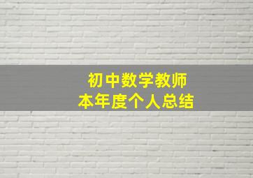 初中数学教师本年度个人总结