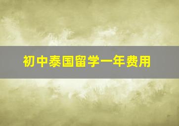 初中泰国留学一年费用