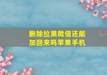 删除拉黑微信还能加回来吗苹果手机