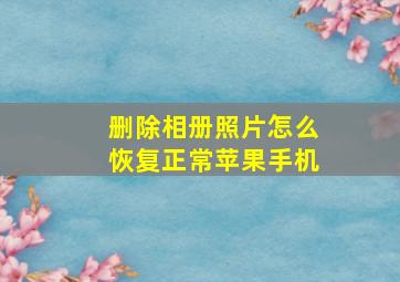 删除相册照片怎么恢复正常苹果手机