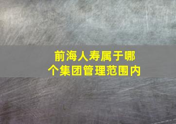 前海人寿属于哪个集团管理范围内