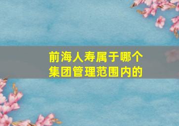 前海人寿属于哪个集团管理范围内的