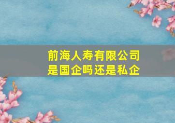 前海人寿有限公司是国企吗还是私企