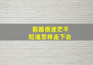 前路很迷茫不知道怎样走下去