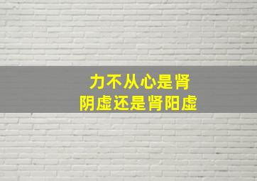 力不从心是肾阴虚还是肾阳虚