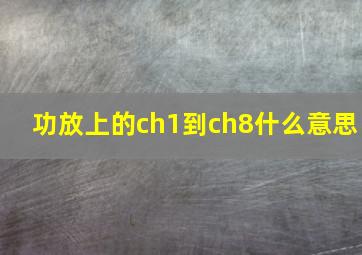 功放上的ch1到ch8什么意思