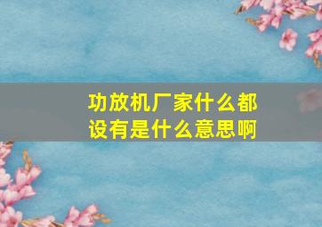 功放机厂家什么都设有是什么意思啊