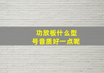 功放板什么型号音质好一点呢