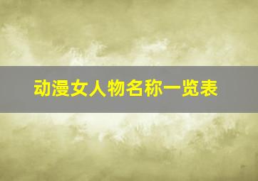 动漫女人物名称一览表