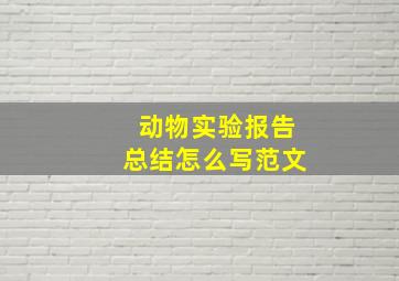 动物实验报告总结怎么写范文