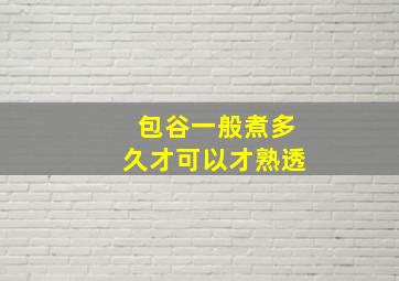 包谷一般煮多久才可以才熟透