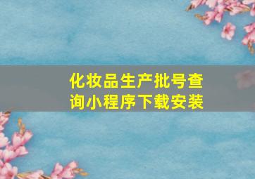 化妆品生产批号查询小程序下载安装