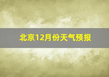 北京12月份天气预报