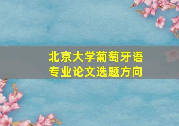 北京大学葡萄牙语专业论文选题方向