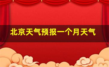 北京天气预报一个月天气