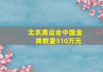 北京奥运会中国金牌数量510万元