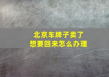 北京车牌子卖了想要回来怎么办理