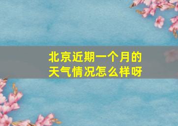 北京近期一个月的天气情况怎么样呀