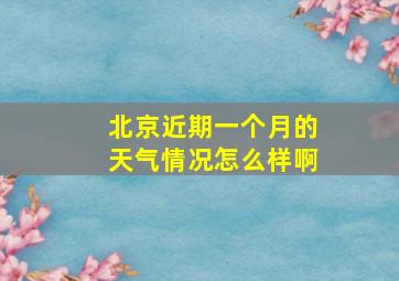 北京近期一个月的天气情况怎么样啊