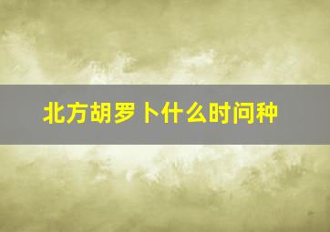 北方胡罗卜什么时问种