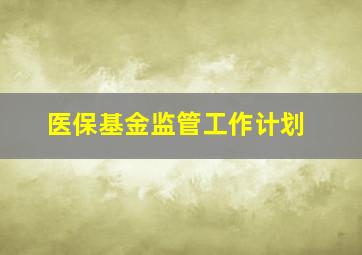 医保基金监管工作计划